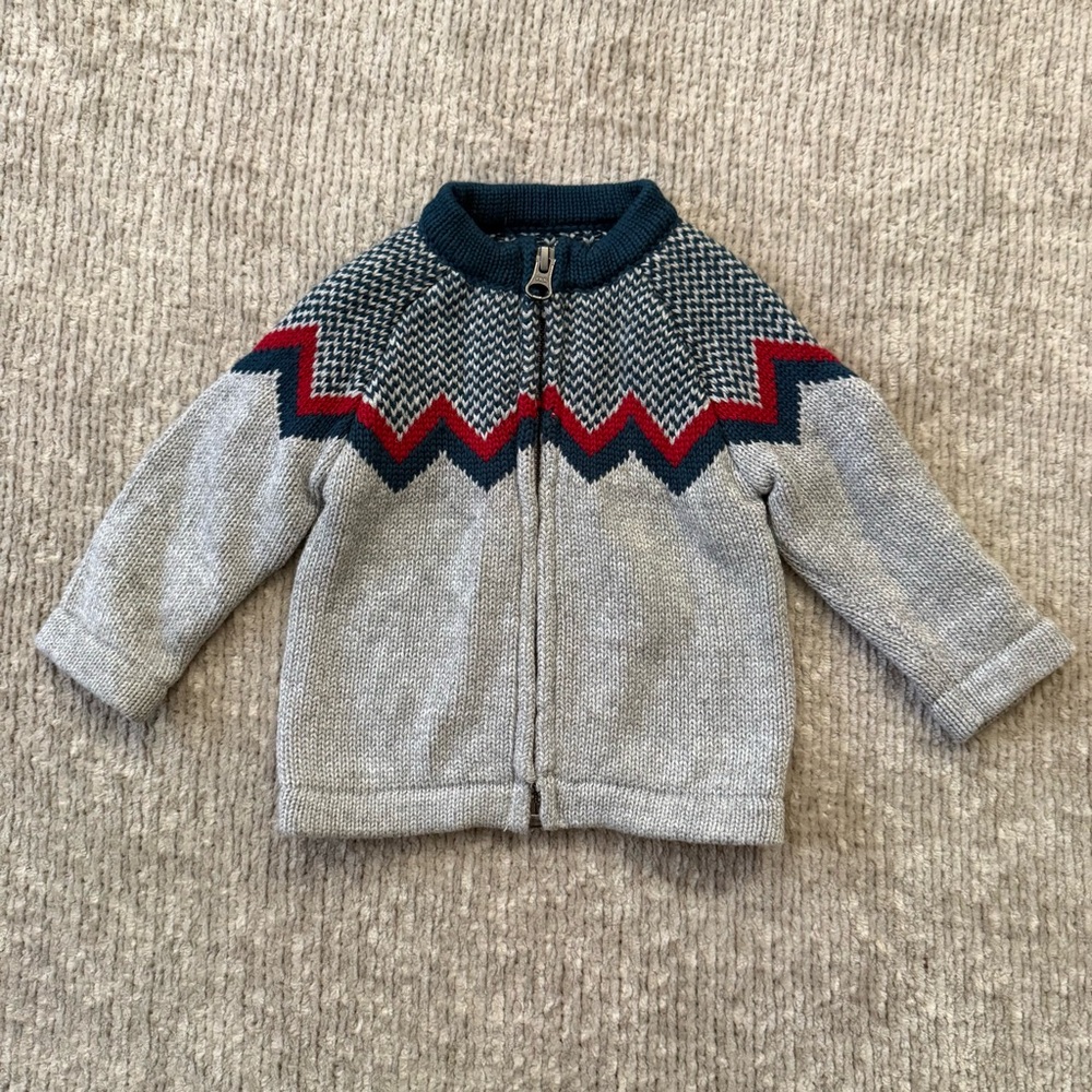 Tea Collection Baby Zip‎ Cardigan Sweater Fair Isle 3–6M